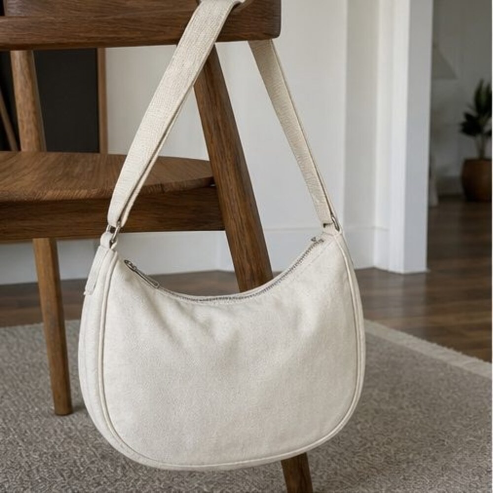 Ivory Canvas Crossbody Bag